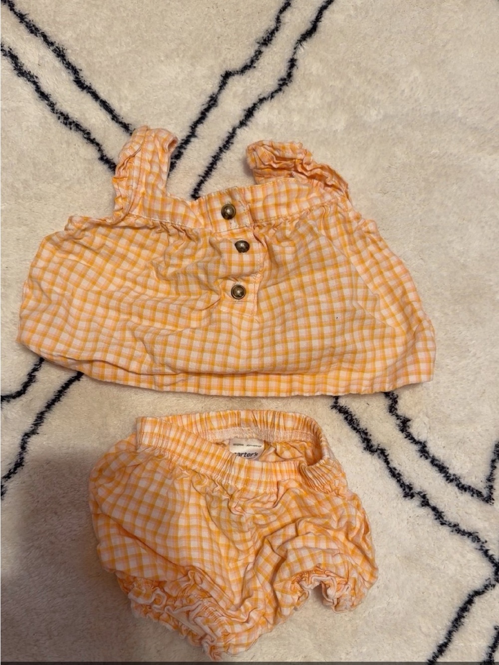 Unbranded Orange Gingham Baby Two-Piece Set